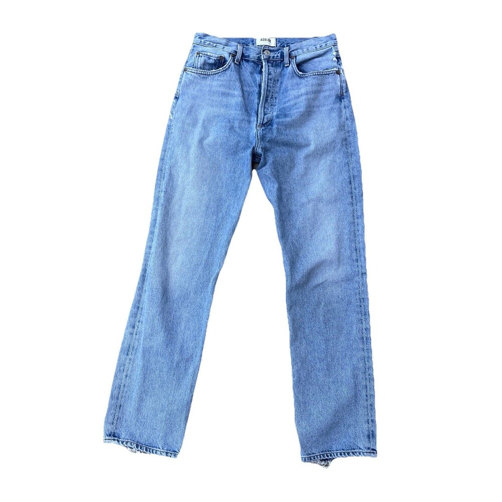 Agolde 90s Pinch Waist High Rise Jeans Women’s Size 28 Button Fly Distressed Hem - Picture 3 of 9